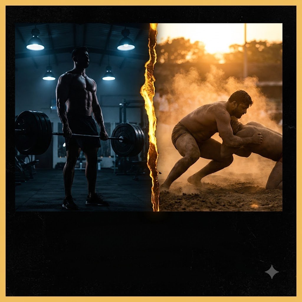 Two wrestlers grappling — Sonipat, Sonipat district, Haryana