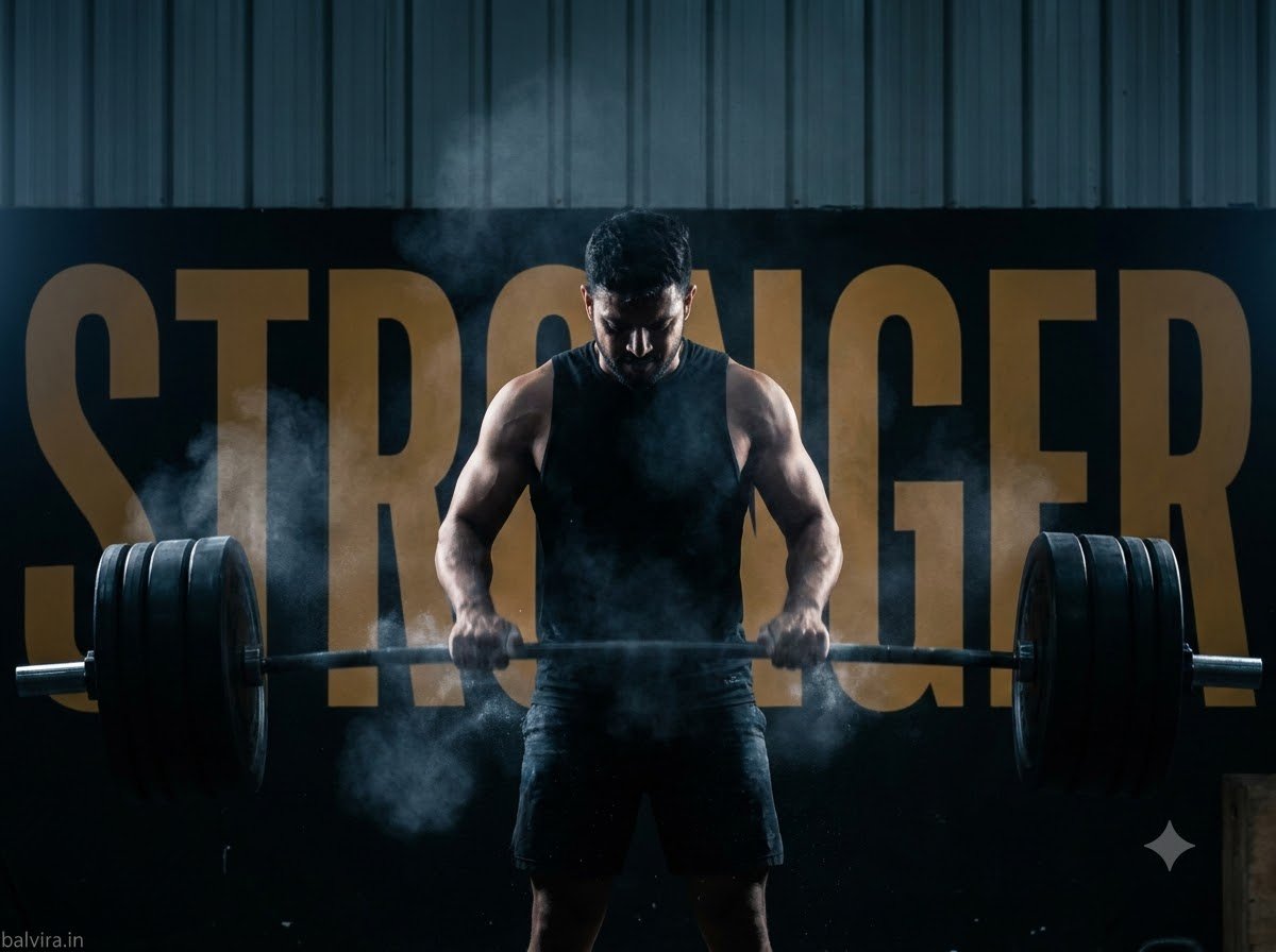 A man deadlifting in a neighbourhood gym — Badli, Jhajjar district, Haryana